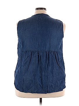 Kaari Blue Sleeveless Button-Down Shirt (view 2)