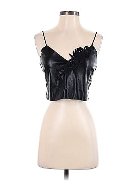 Zara W&B Collection Faux Leather Top (view 1)