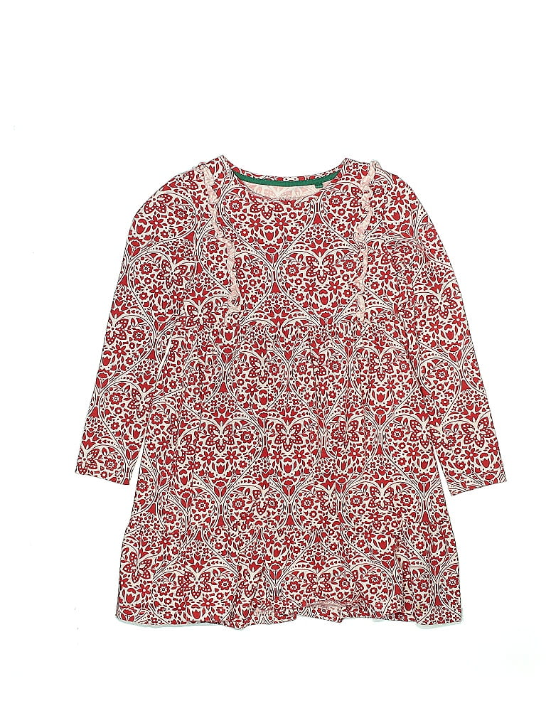 Mini Boden 100% Cotton Jacquard Floral Motif Red Dress Size 8 - 9 - photo 1