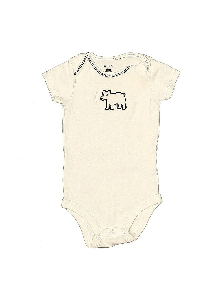 Pre-owned Carter's Babies' Short Sleeve Onesie In White