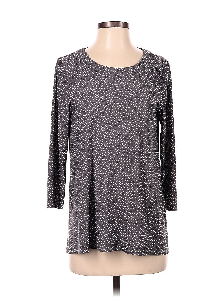 Pre-owned Anne Klein 3/4 Sleeve Top Gray Boatneck Tops