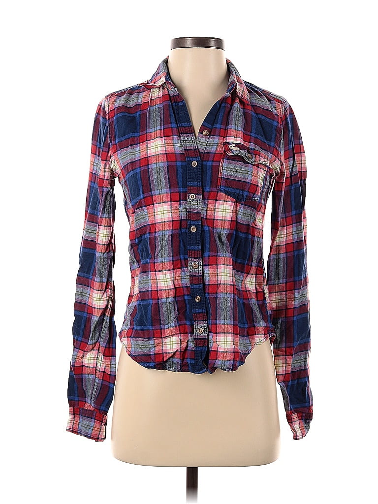 Abercrombie & Fitch 100% Cotton Plaid Red Long Sleeve Button-Down Shirt Size S - photo 1
