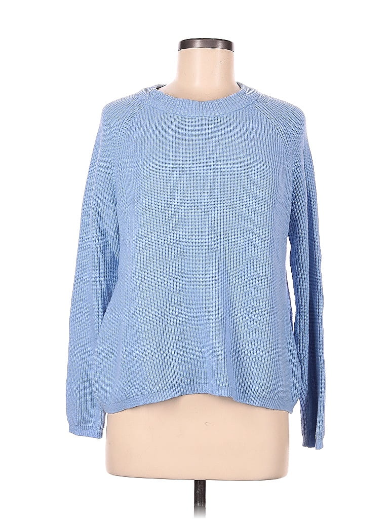 T Tahari Solid Blue Pullover Sweater Size M - photo 1