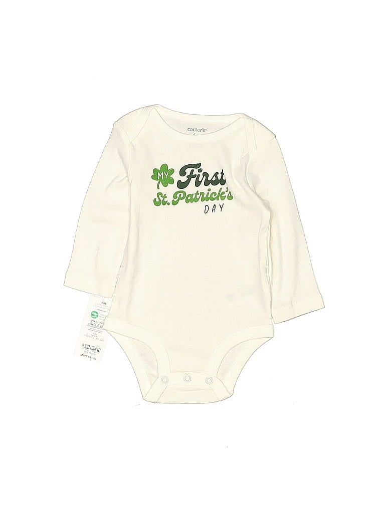 Carter's 100% Cotton Ivory Long Sleeve Onesie Size 6 mo - photo 1