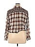 American Eagle Outfitters Checkered-gingham Plaid Tweed Brown Long Sleeve Blouse Size XL - photo 2