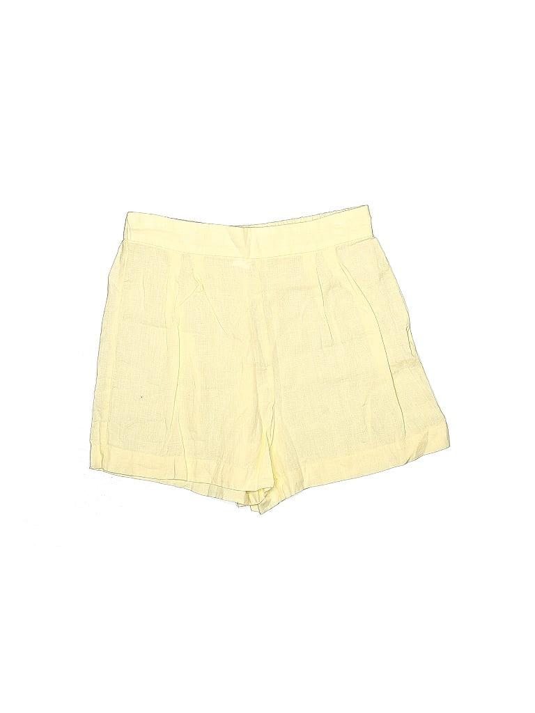 Ese O Ese 100% Linen Solid Grid Yellow Shorts Size S - photo 1