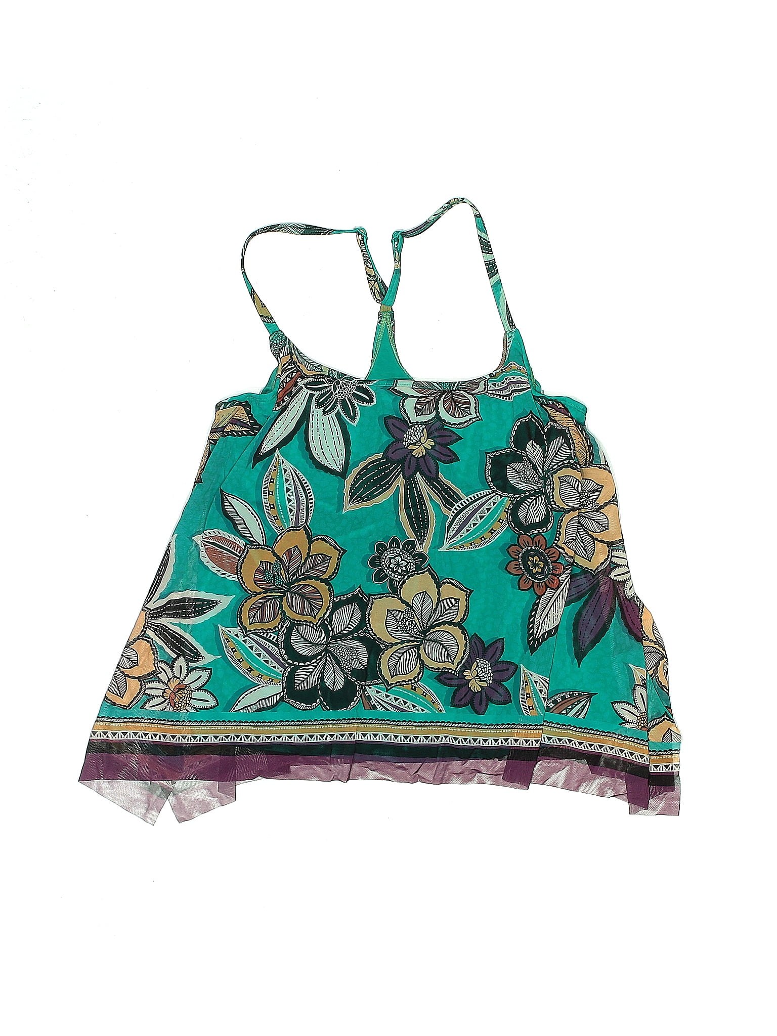 Coco Reef Floral Motif Paisley Floral Batik Green Swimsuit Top Size Med ...