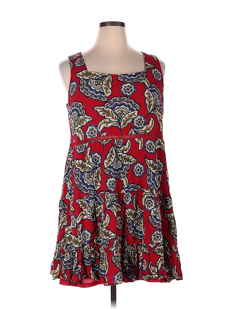 Maurices 100 Rayon Paisley Red Casual Dress Size 0X Plus 45 off ThredUp