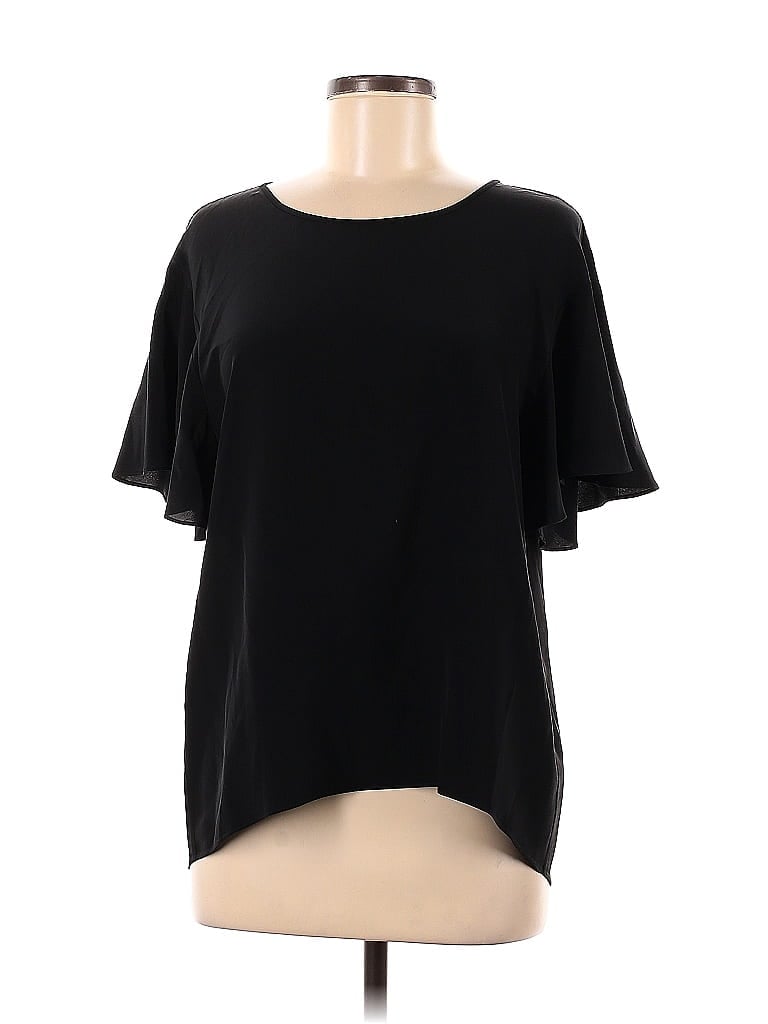 Pre-owned Tibi Short Sleeve Top Black Cold Shoulder Neckline Tops