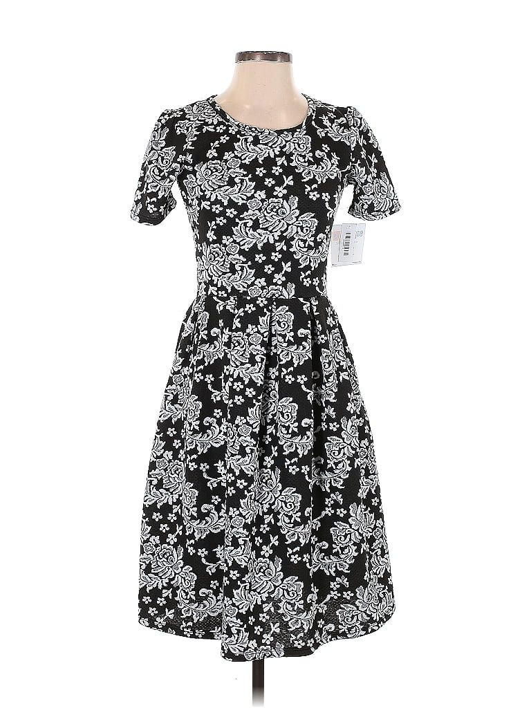 Lularoe Jacquard Floral Motif Damask Baroque Print Black Casual Dress Size S - photo 1
