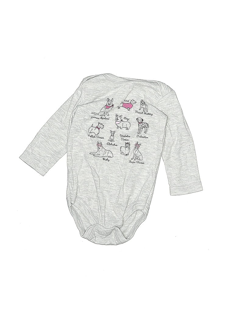 Hb Marled Graphic Silver Long Sleeve Onesie Size 0-3 mo - photo 1