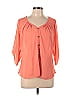 Agaci-Too 100% Polyester Orange 3/4 Sleeve Blouse Size L - photo 1