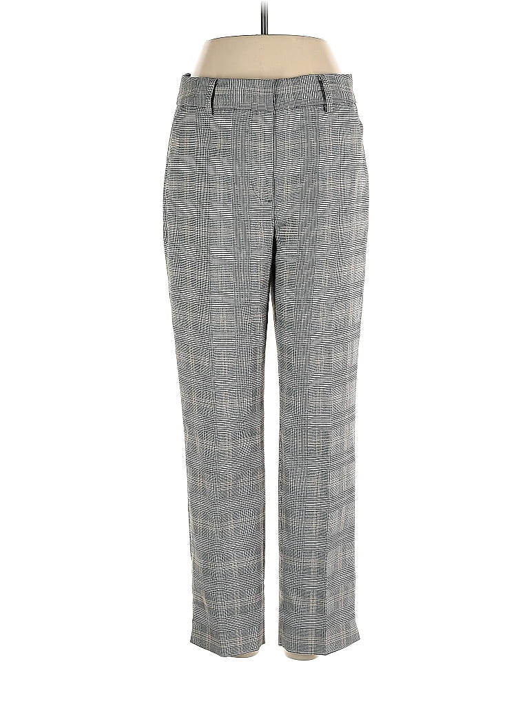 Talbots Houndstooth Jacquard Checkered-gingham Grid Plaid Tweed Gray Casual Pants Size 2 - photo 1