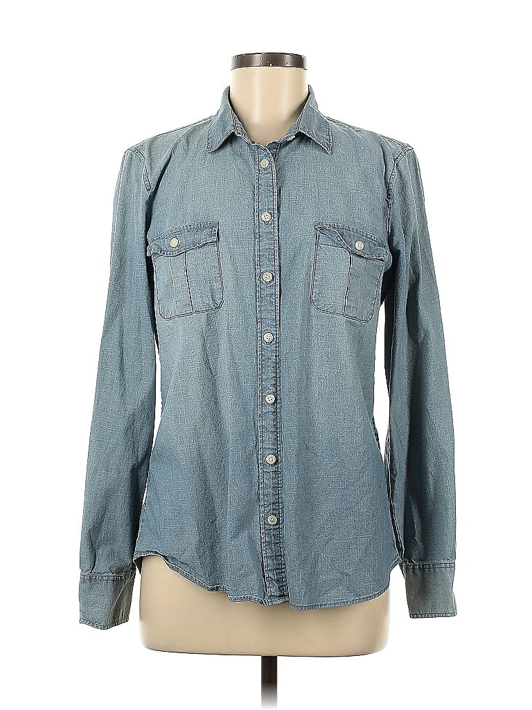J.Crew Factory Store 100% Cotton Marled Blue Long Sleeve Button-Down Shirt Size M - photo 1
