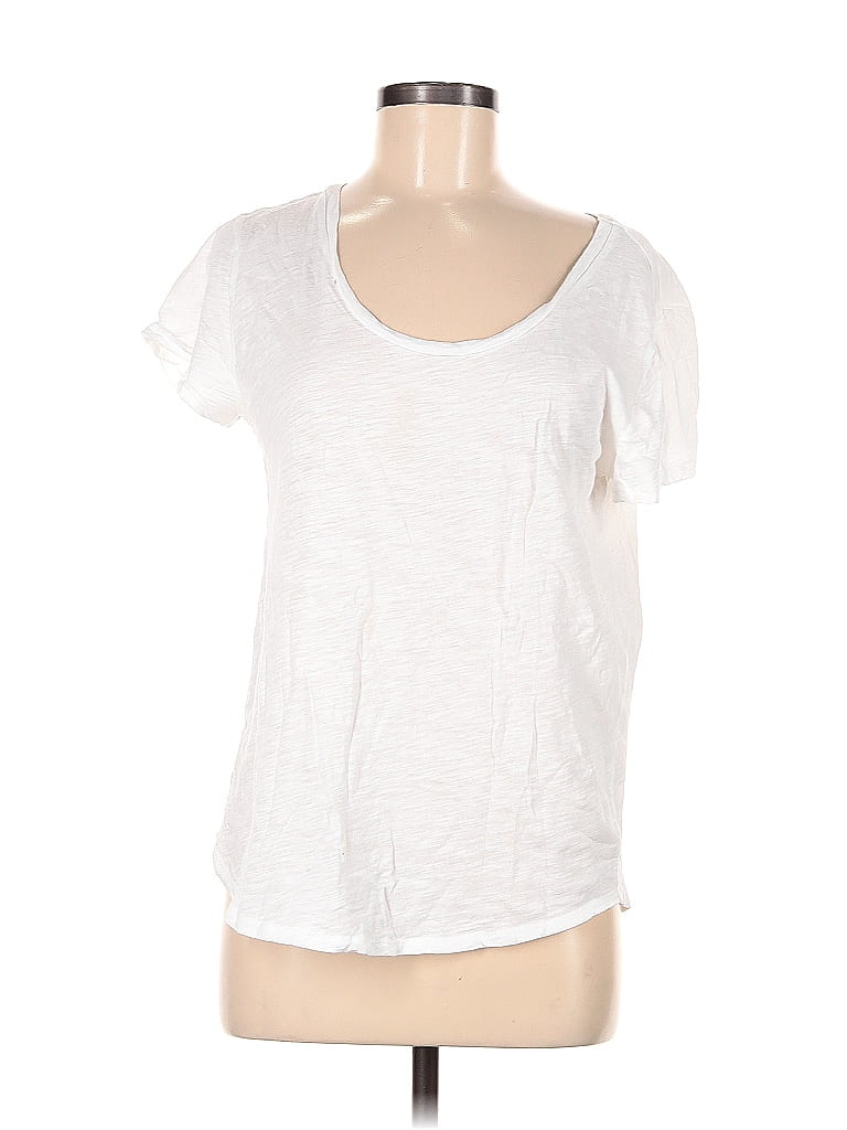 Ann Taylor LOFT Outlet 100% Cotton White Short Sleeve T-Shirt Size M - photo 1