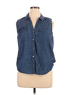 Attention Sleeveless Button-Down Shirt (view 1)