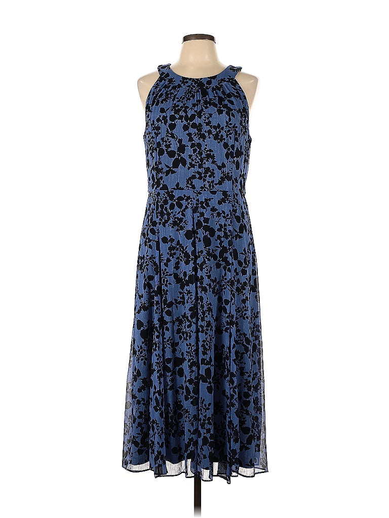 Tommy Hilfiger Floral Motif Acid Wash Print Blue Casual Dress Size 12 - photo 1