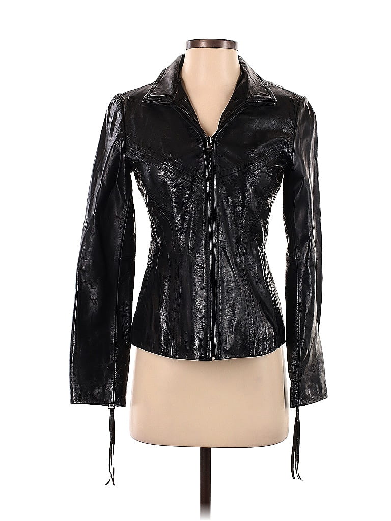 Via Spiga 100% Leather Black Leather Jacket Size XS - photo 1