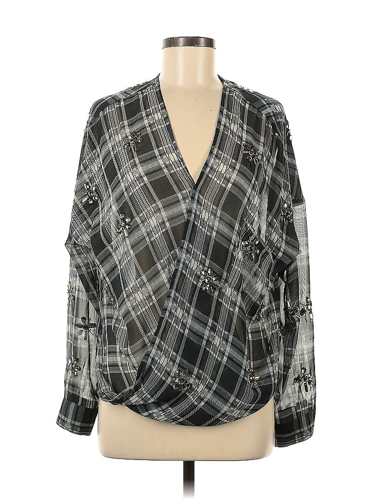 Pre-owned Joa Long Sleeve Blouse In Gray