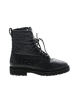 Fendi Leather Zucca FF Logo-embossed Combat Boots (view 1)