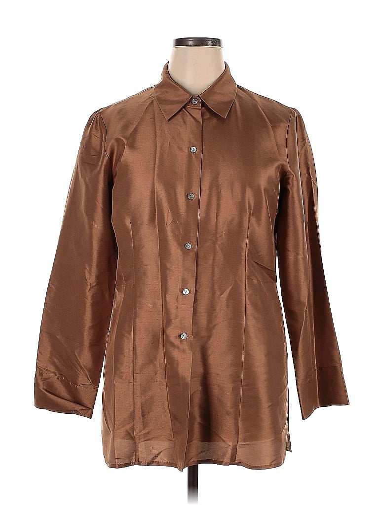 NY&Co Brown Long Sleeve Button-Down Shirt Size XL - photo 1