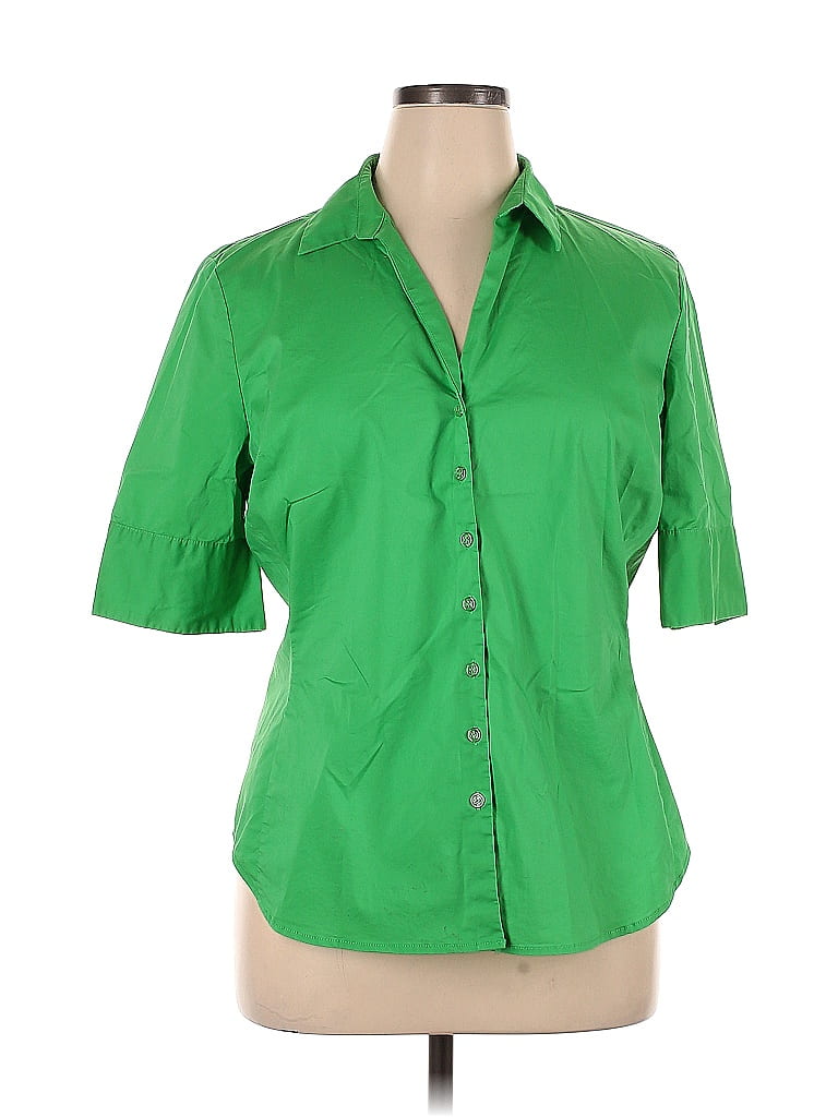 New York & Company Green Short Sleeve Button-Down Shirt Size XL - photo 1