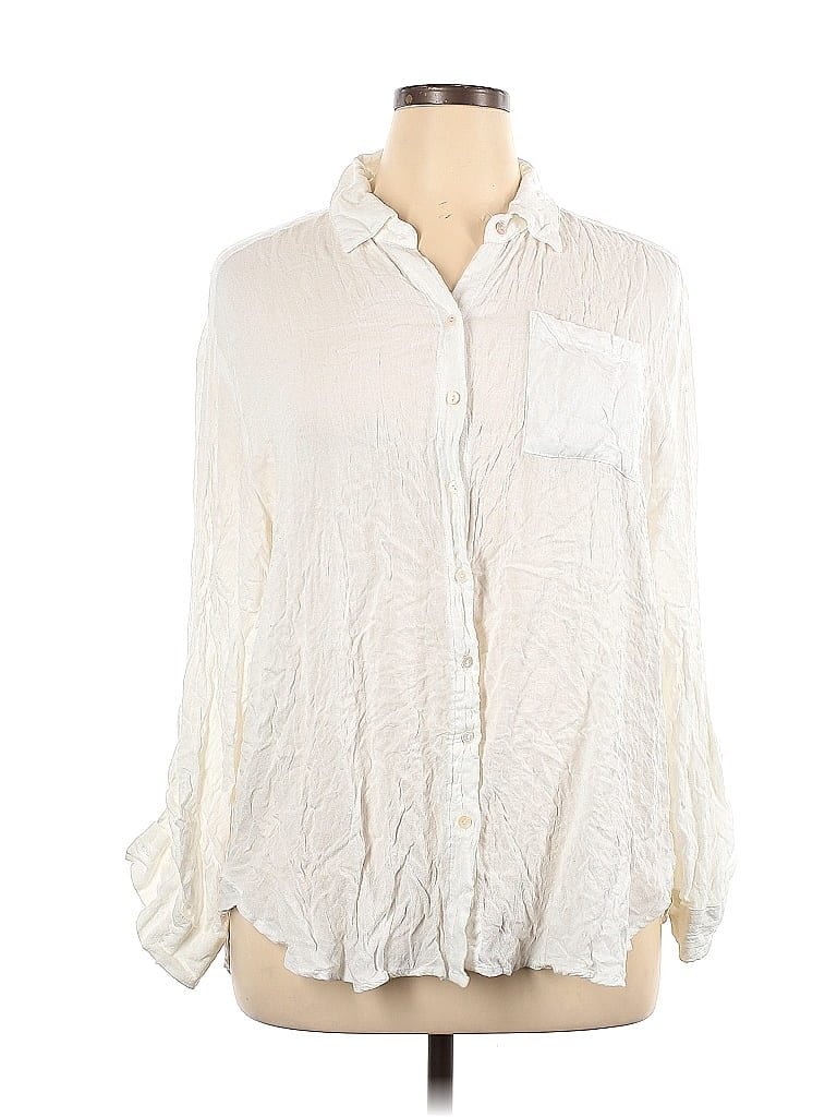 Jane and Delancey Ivory Long Sleeve Button-Down Shirt Size XL - photo 1