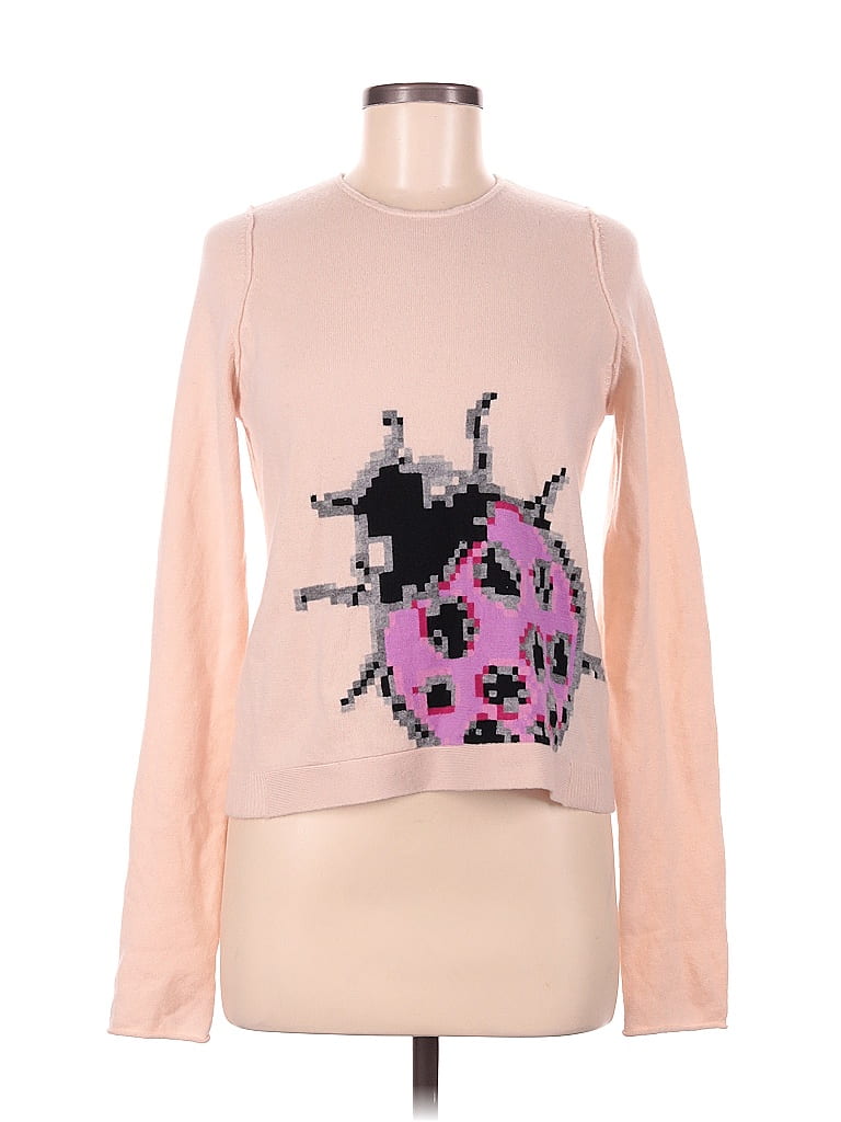 Schumacher 100% Cashmere Floral Motif Floral Graphic Paint Splatter Print Pink Cashmere Pullover Sweater Size Med (3) - photo 1