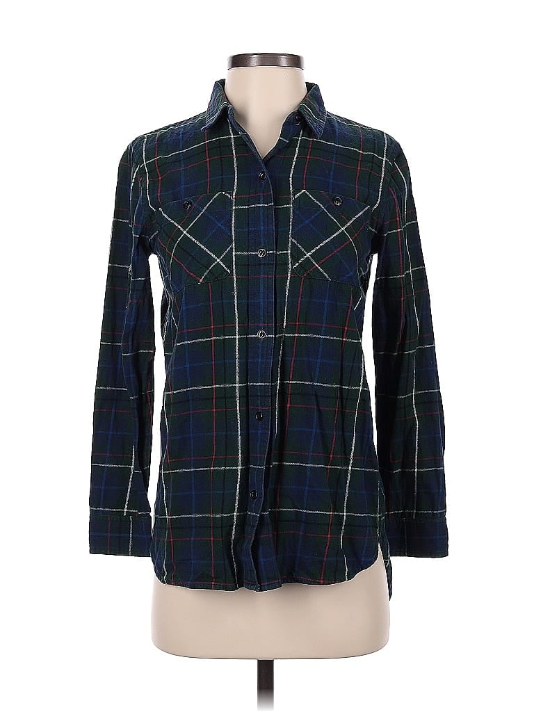 Madewell 100% Cotton Plaid Blue Long Sleeve Button-Down Shirt Size XS - photo 1