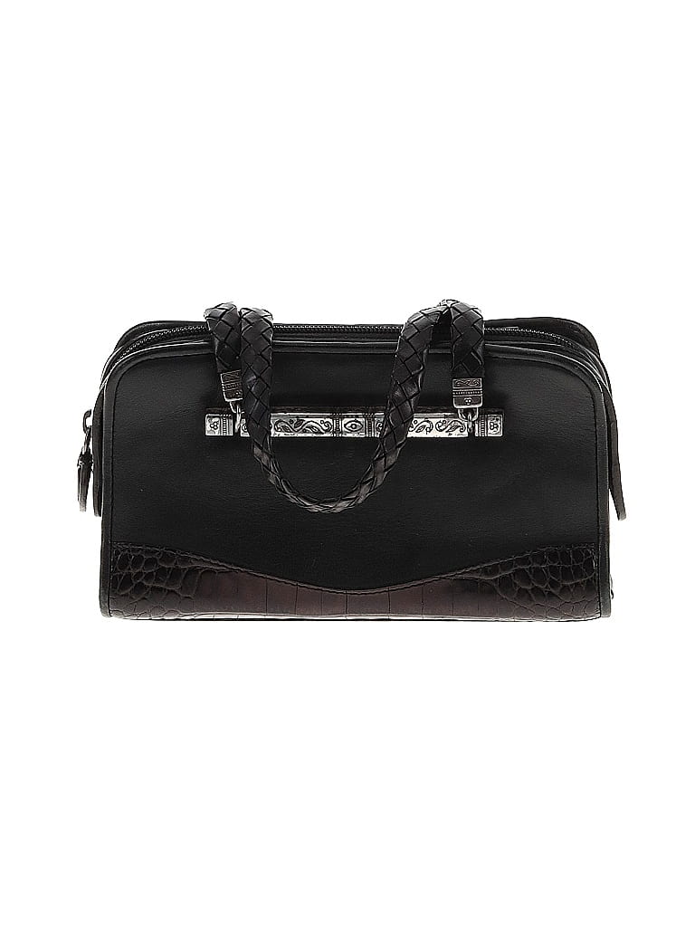 Brighton 100% Leather Tortoise Snake Print Black Leather Satchel One size - photo 1