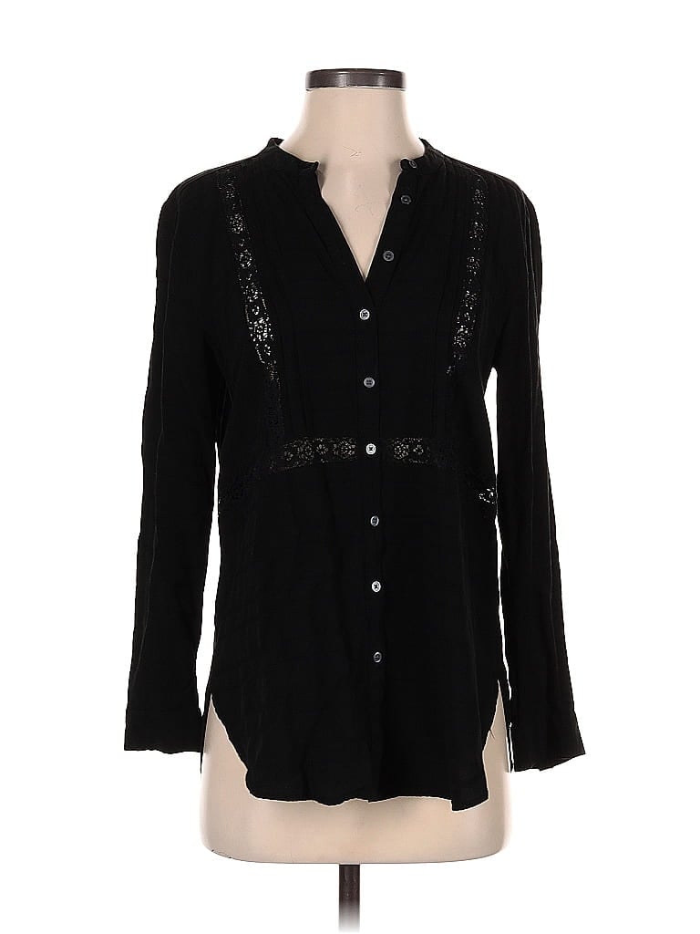 Pre-owned Ann Taylor Loft Long Sleeve Blouse In Black