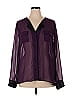 Dots 100% Polyester Color Block Purple Long Sleeve Blouse Size XL - photo 1