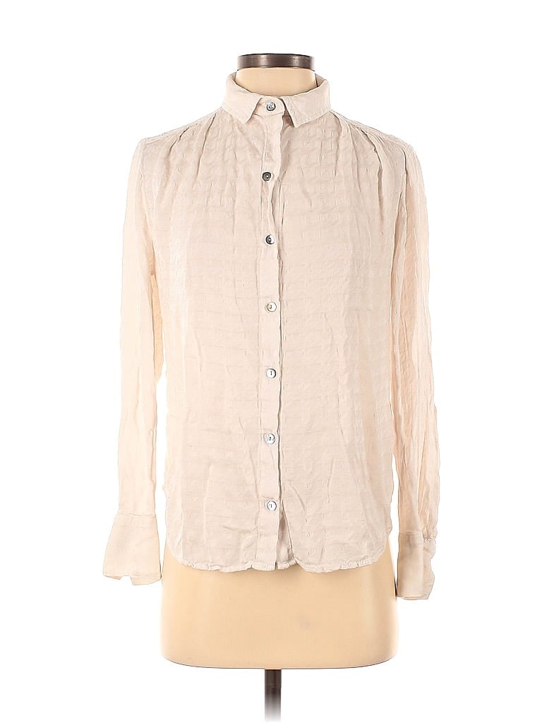 Bella Dahl 100% Viscose Ivory Long Sleeve Button-Down Shirt Size S - photo 1