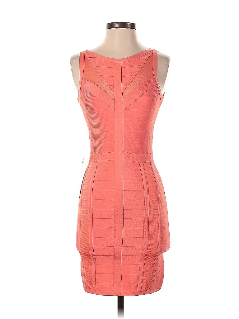 Bebe Grid Orange Casual Dress Size S - photo 1
