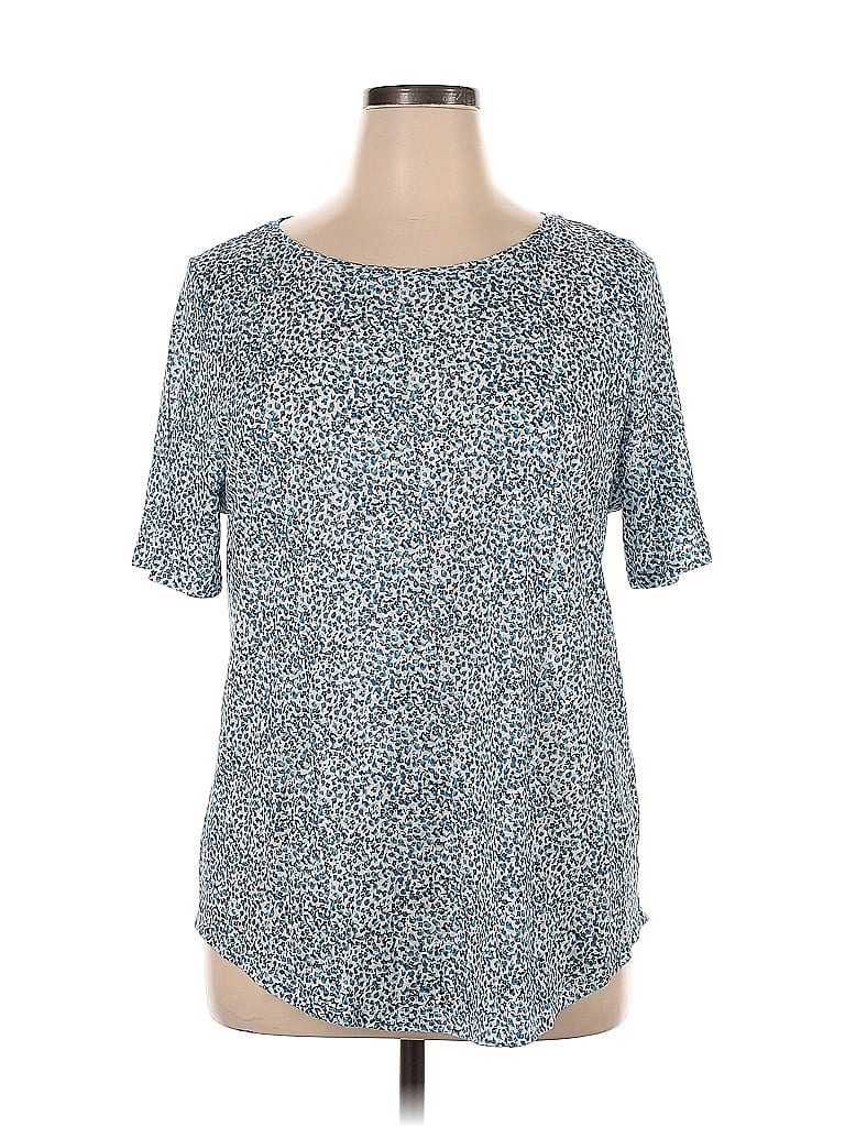 Ann Taylor LOFT 100% Linen Blue Short Sleeve T-Shirt Size XL - photo 1