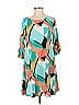 Assorted Brands Argyle Graphic Color Block Teal Casual Dress Size S - photo 1