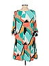 Assorted Brands Argyle Graphic Color Block Teal Casual Dress Size S - photo 2