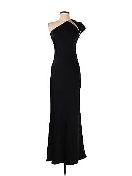 KAUFMANFRANCO Black Maxi Gown Dress with Mesh Cutouts (view 1)