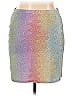 Nasty Gal Inc. Jacquard Marled Acid Wash Print Brocade Graphic Color Block Ombre Tie-dye Silver Casual Skirt Size 14 - photo 1