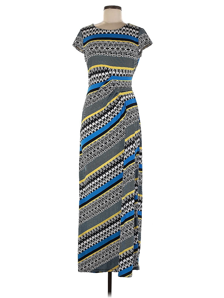 ECI Fair Isle Aztec Or Tribal Print Blue Casual Dress Size M - photo 1