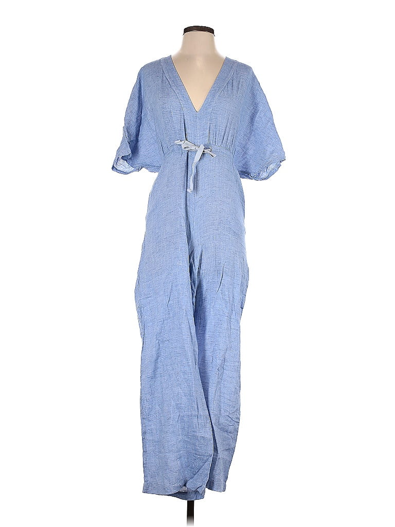 Solid & Striped 100% Linen Marled Blue Jumpsuit Size S - photo 1