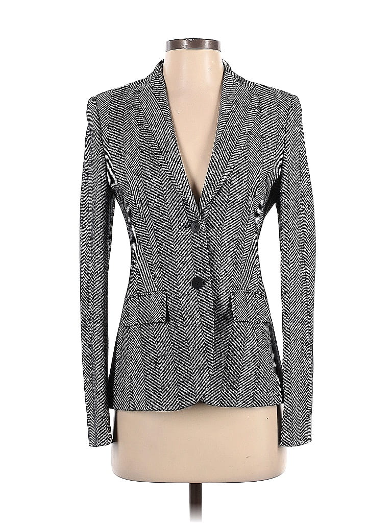 STRENESSE Houndstooth Marled Tweed Gray Blazer Size 2 - photo 1