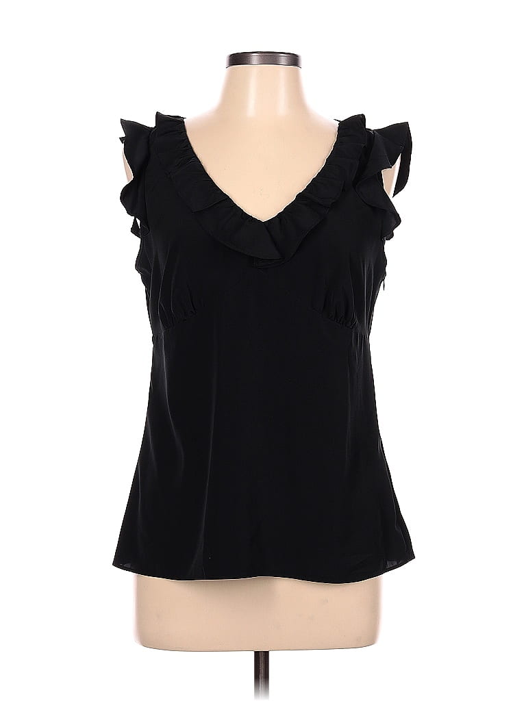 Ann Taylor LOFT 100% Polyester Black Sleeveless Blouse Size 10 - photo 1