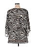 Chaps Zebra Print Black Short Sleeve Blouse Size 1X (Plus) - photo 2