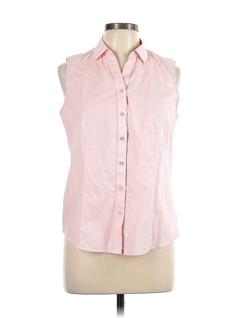 Talbots 100% Cotton Pink Sleeveless Button-Down Shirt Size 12 (Petite) - photo 1