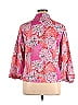 Sag Harbor 100% Silk Floral Motif Damask Floral Batik Tropical Pink Long Sleeve Silk Top Size 16 - photo 2