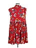 Ann Taylor LOFT 100% Polyester Floral Motif Red Casual Dress Size L - photo 2