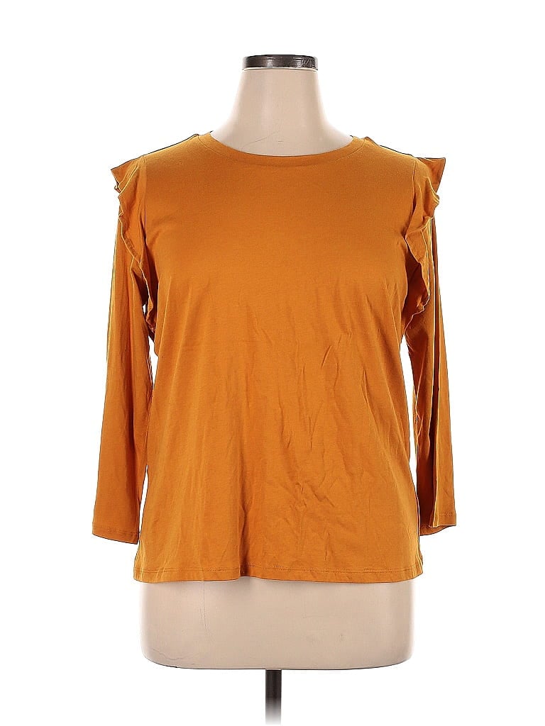 MICHAEL Michael Kors Orange Gold Long Sleeve Top Size XL - photo 1
