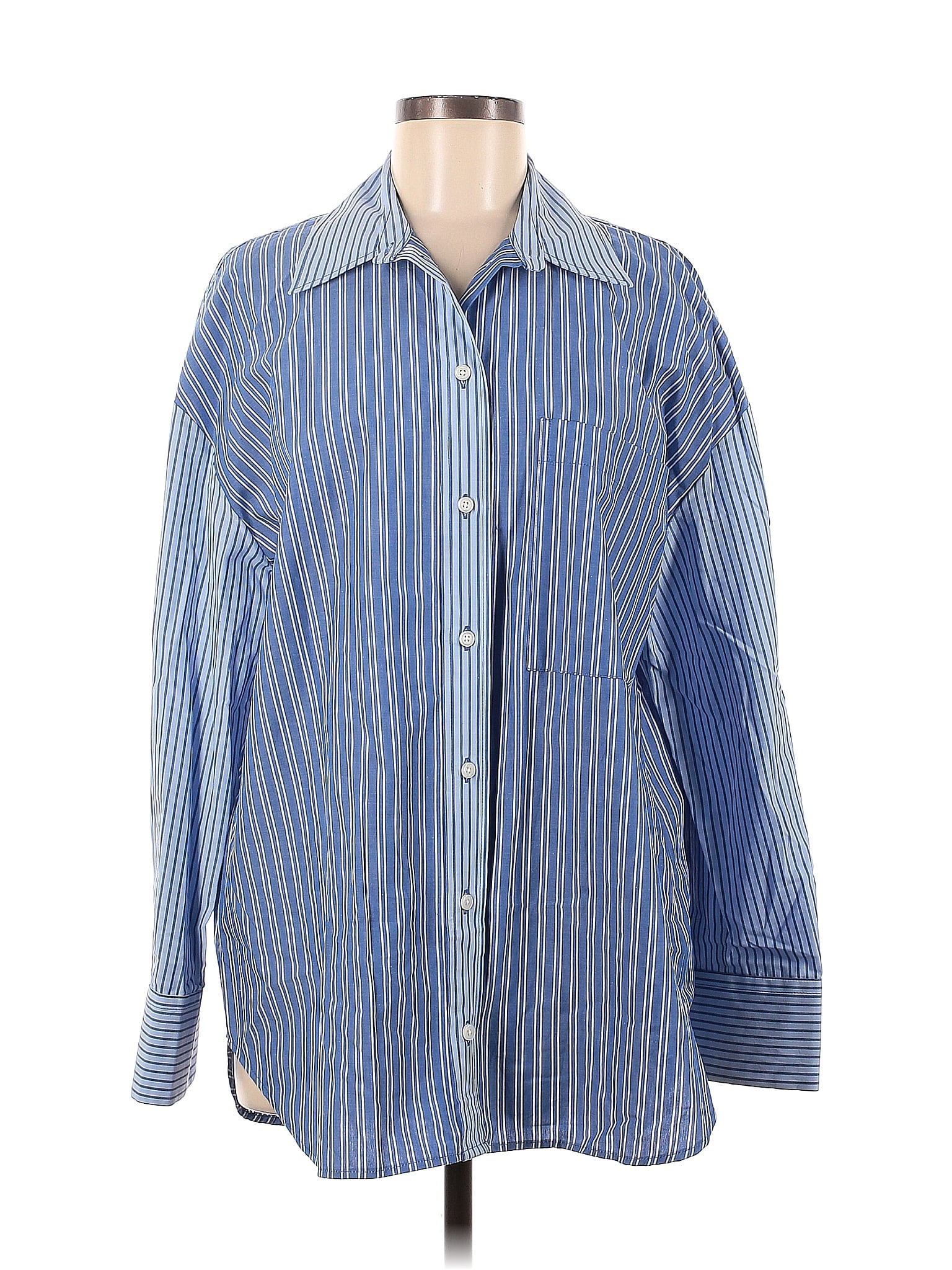 Zara Stripes Blue Long Sleeve Button-Down Shirt Size M - 50% off | ThredUp