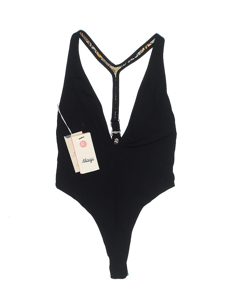 Maaji Jacquard Solid Hearts Graphic Color Block Black One Piece Swimsuit Size M - photo 1